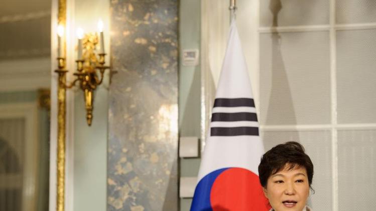 The president of South-Korea, Park Geun-Hye, pictured during a press conference in Bern, Switzerland, during her state visit there, on January 20, 2014