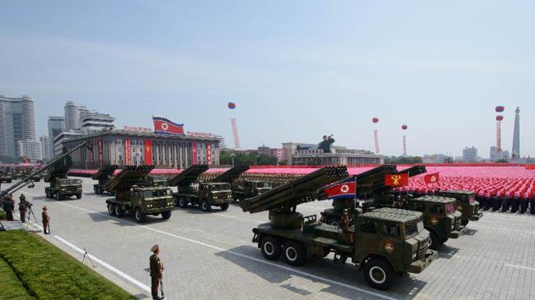 North Korean rocket launchers pass through Kim Il-Sung square during a military parade marking the 60th anniversary of the Korean war armistice in Pyongyang on July 27, 2013