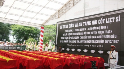 Over 100 martyrs buried in Dong Nai after a three-year search