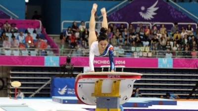 Phan Thi Ha Thanh in the women&#039;s vault final.